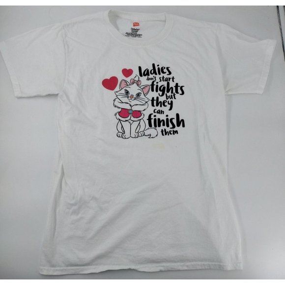 Hanes Women Juniors White Marie Small Character‎ Tee Shirt - Picture 1 of 4